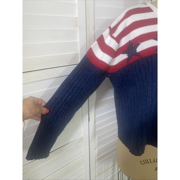 Vintage Tiara International American Flag Button Front Cardigan Sweater Women XL - Picture 2 of 10